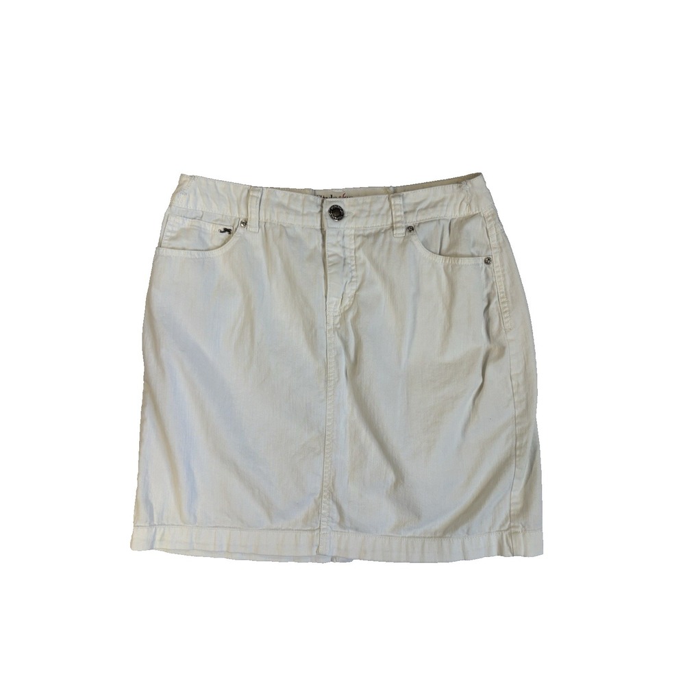 Style & Co Women's 6 White Denim‎ Skirt Rhinestone Western Cowgirl Rodeo